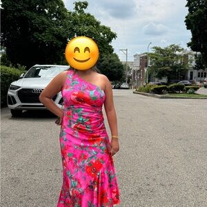 Eliza J Pink Asymmetrical One-Shoulder Dress